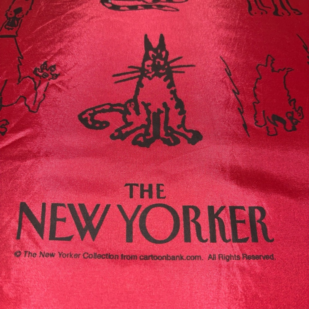 The New Yorker Red Cat $ Dog comic Graphic Umbrella Vintage